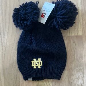 NWT blue kids Notre Dame Pom Pom winter hat